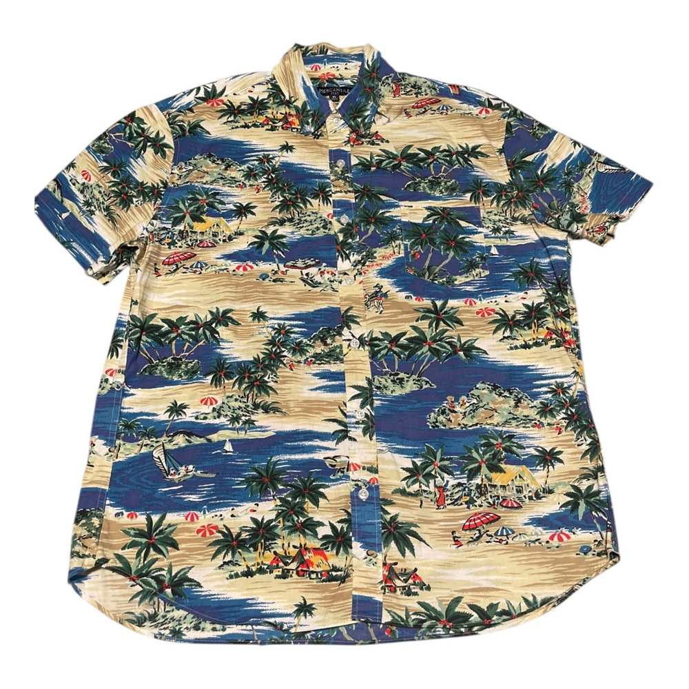 J. Crew Mercantile Flex Shirt Short Sleeve Hawaiian Beach Button Down Size XL